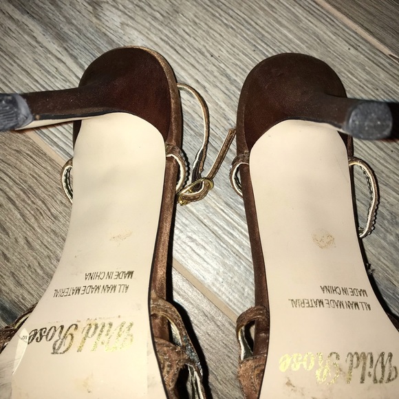 New Arrival!! Wild Rose sexy low heels 8 1/2 rhinestones bronze satiny material - Picture 6 of 7